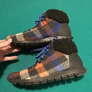 Womens Cole Haan Zero Grand Insulated Wool Booties Buffalo Check Size 8B